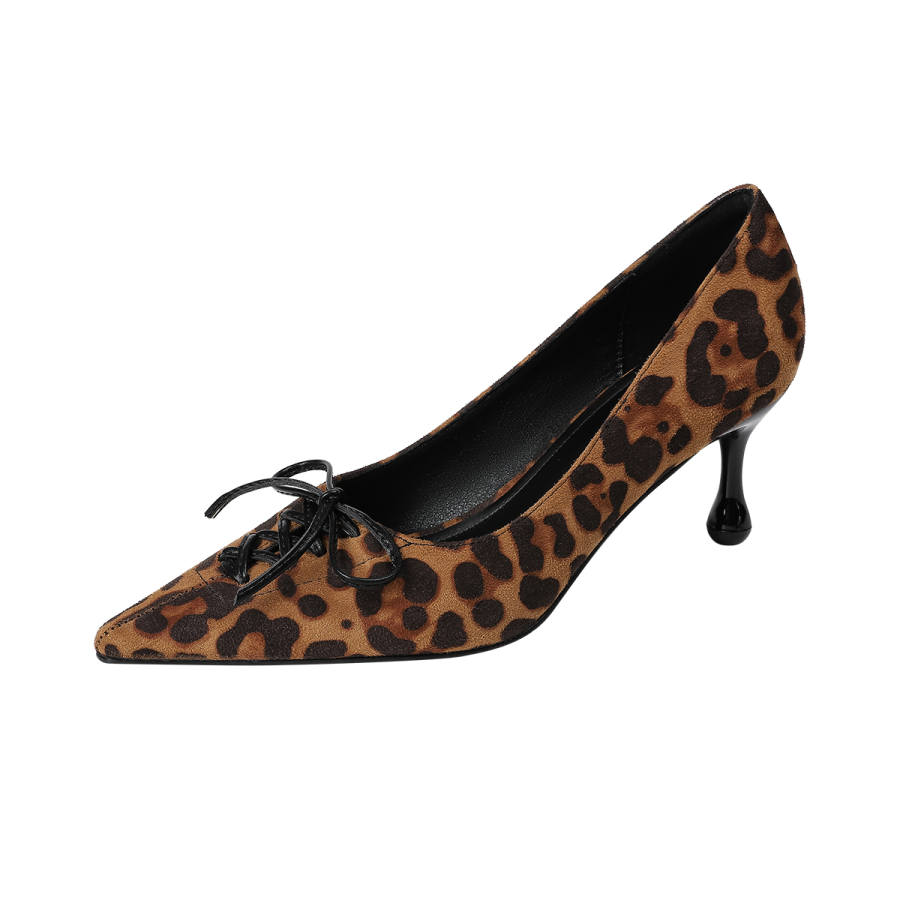 JIUXINGDAO Slim Heel High Heels Women's Leopard Print