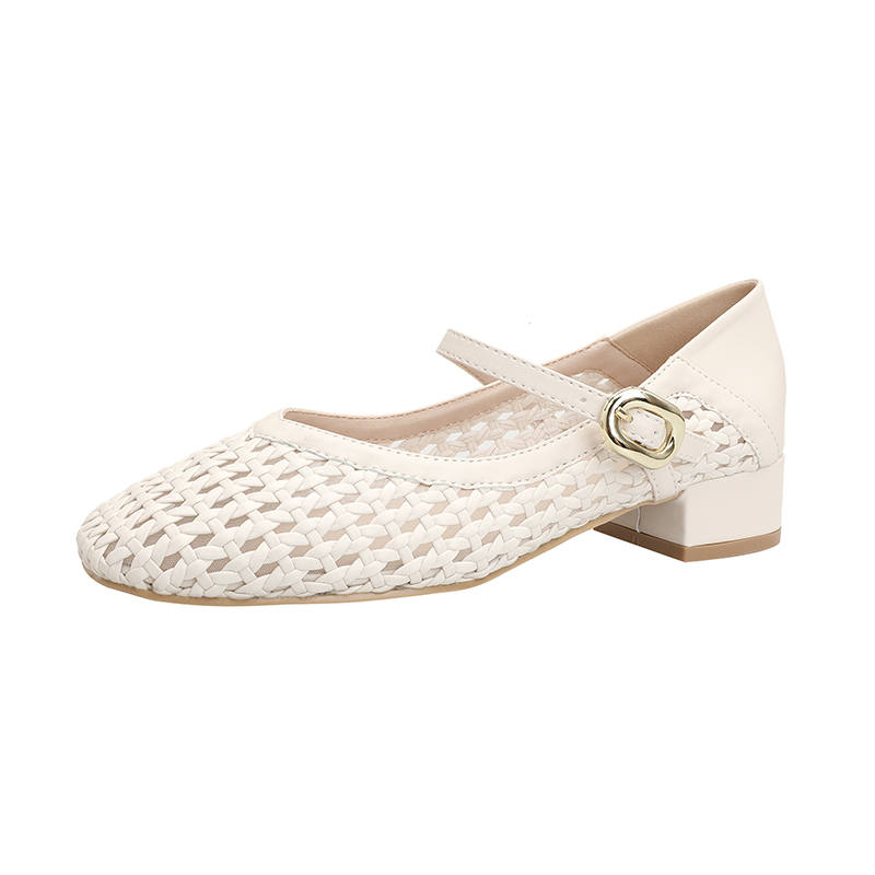 TATAYA Microfiber Leather Chunky Heel Mary Jane Shoes Women's