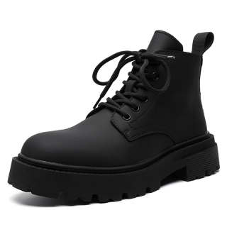 KAQIAODI Microfiber Leather Short Combat Boots Men's Black
