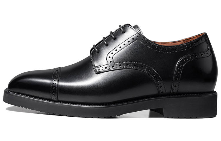 Zuti British Style Calfskin Embossed Derby Shoes Casual Shoes Men's Black