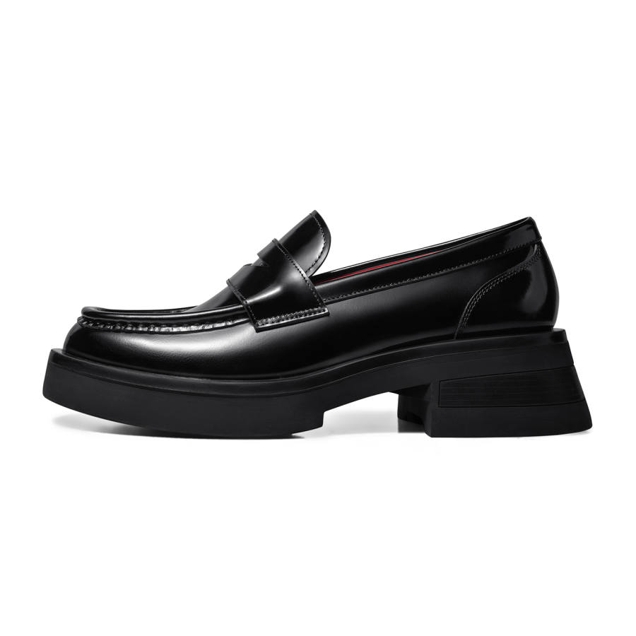 THOM WILLS Japanese Style Preppy Style JK Uniform Shiny Small Leather Shoes Old Money Style Loafers Women's Black