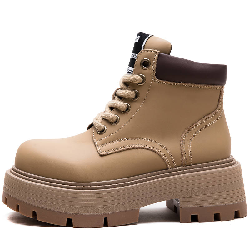 MATA Top Grain Cow Leather Short Combat Boots 6CM Women's