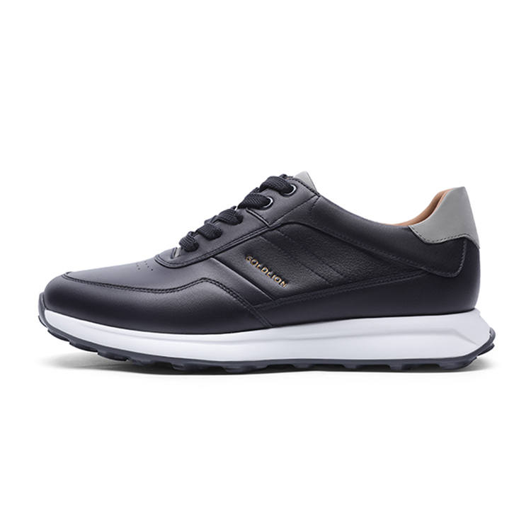 GOLDLION Top Grain Cow Leather Casual Shoes Men's Blue