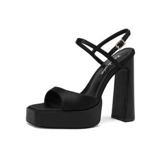 STARRO Sheepskin One Strap Sandals 13cm Women's Black