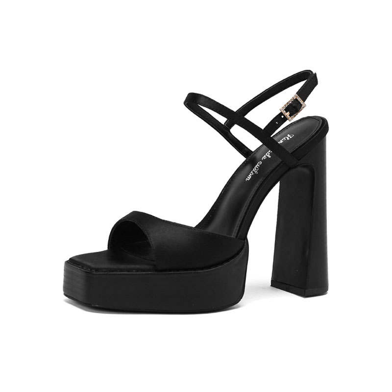 STARRO Sheepskin One Strap Sandals 13cm Women's Black