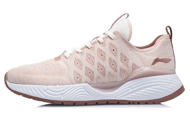Li-Ning LiNing Soft Soft Cushioned Anti-Slip Wear-Resistant Breathable Lightweight Low-Top Casual Shoes Women's Pink White