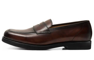 THOM WILLS British Business Versatile Shiny Slip on Casual Shoes Men's Dark Coffee Polished
