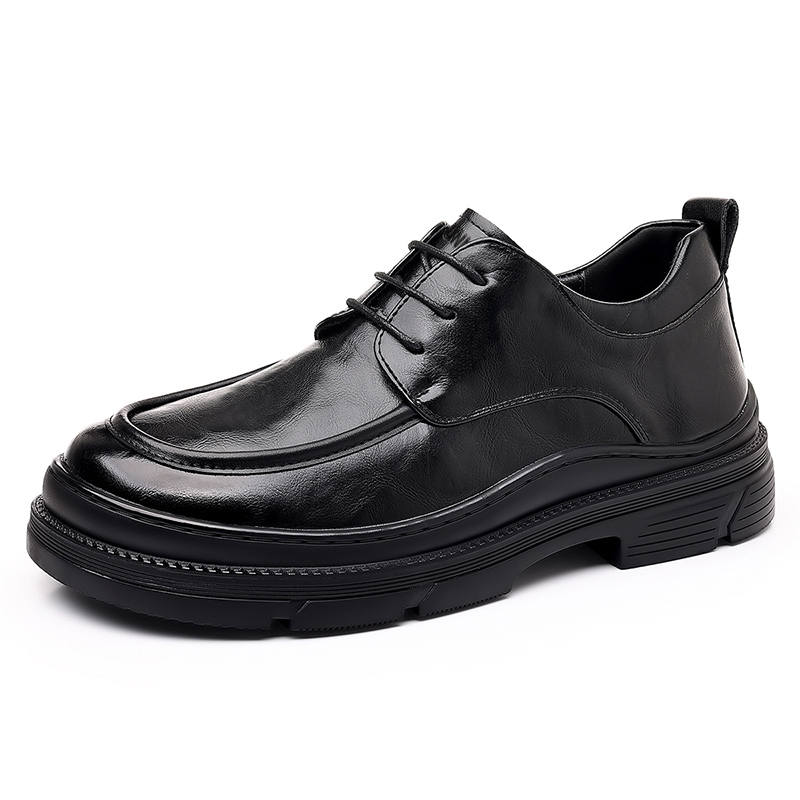 DUNNU Casual Leather Shoes Men's Low Top Black