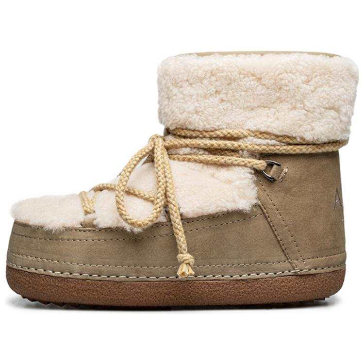 AU&MU Thermal Shearling, Platform Height Increasing Fashion Fleece Lined Short Snow Boots Women's