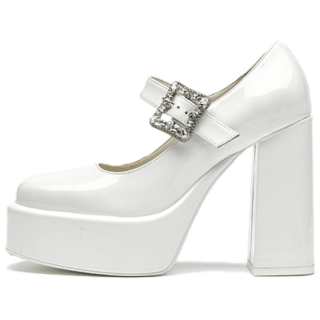 SHOESZOOO Vintage Platform High Heel Small Leather Shoes Chunky Heel Mary Jane Shoes For Women's 12cm Women's