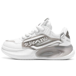 V.YERXU Chubby Glow In The Dark Puffy Shoes Low top Skateboard Shoes Unisex White Gray