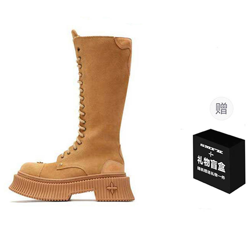 SMFK Wild World Wild World Series Cow Suede Knee high Boots 5.3CM Women's Gingerbread