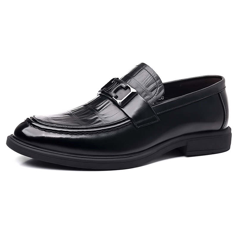 KAQIAODI Cow Split Leather Casual Shoes Men's Black