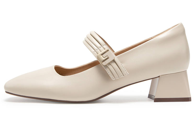 C°BANNER Sheepskin Chunky Heel Mary Jane Shoes 4cm Women's