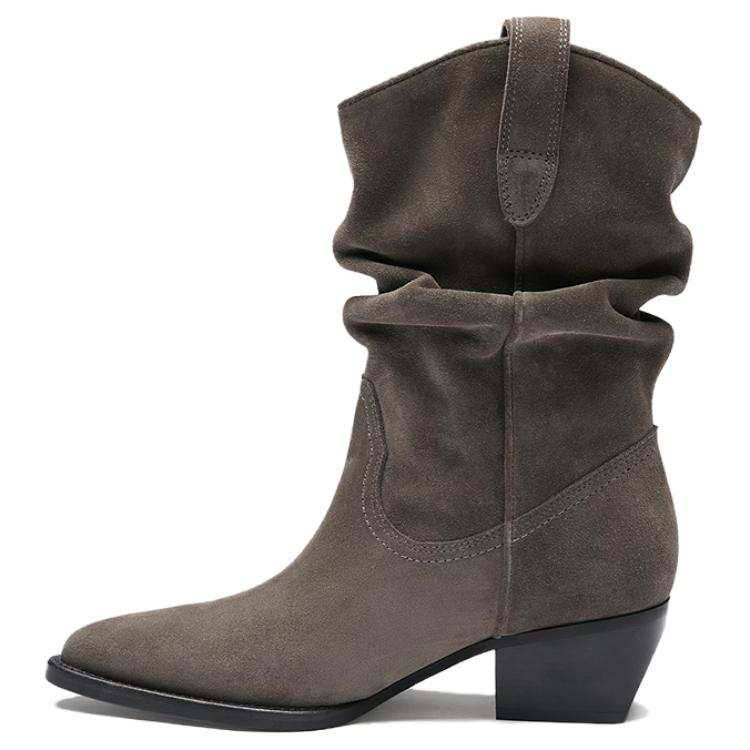 Le Saunda Cow Split Leather Western Cowboy Boots 5CM Women's