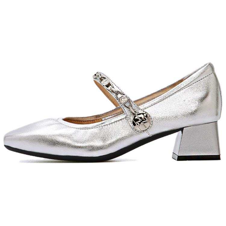 BASTO Leather Chunky Heel Mary Jane Shoes Women's