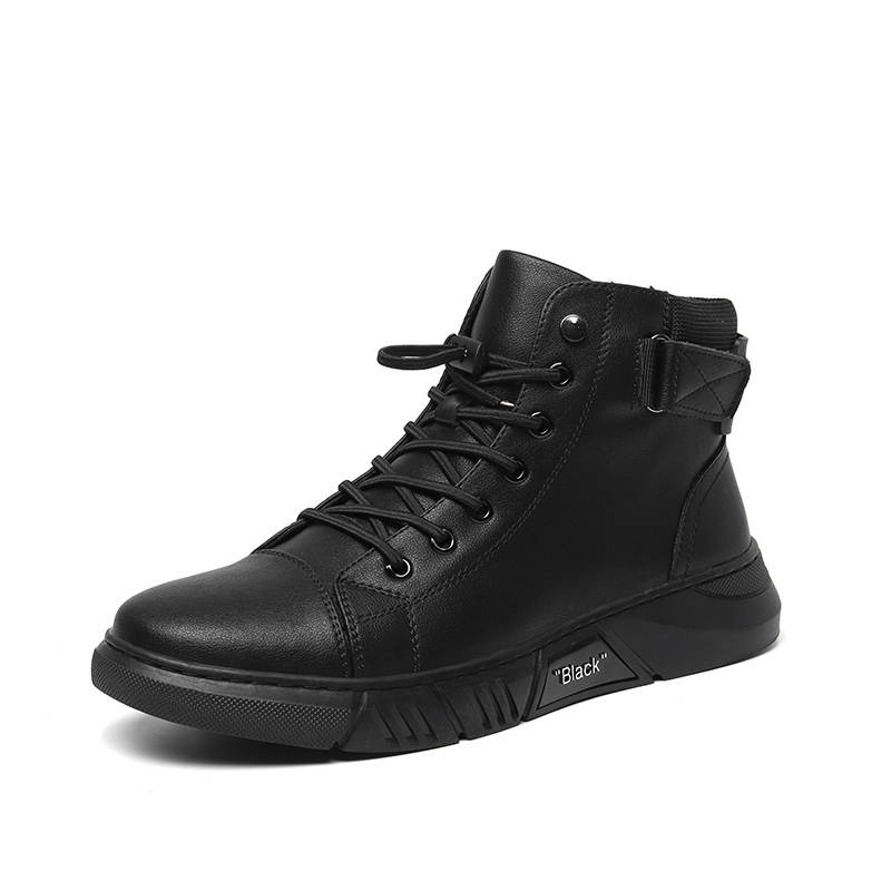 PINYI PINYI Cow Split Leather Ankle Boots Men's Black