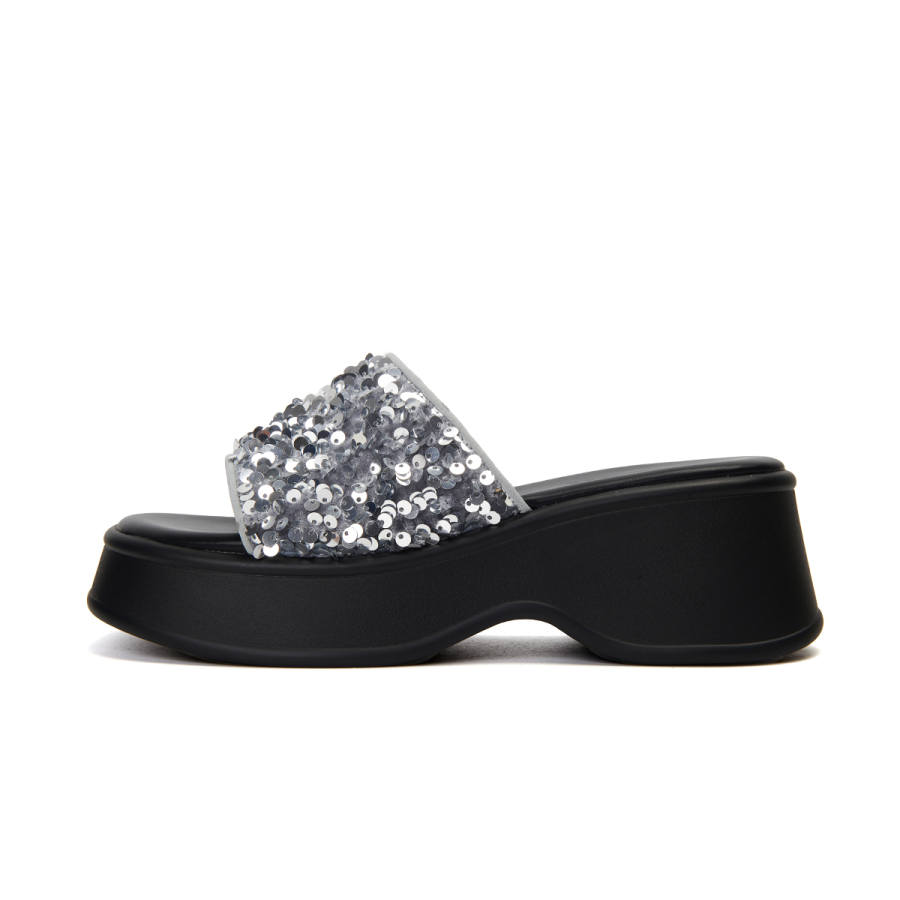 PT'SON PT'SON PU Polyurethane Sequins Slip Resistant Slide Slippers Women's