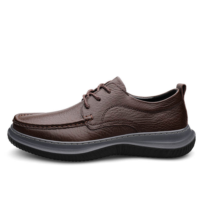 WENNAI Top Grain Cow Leather Casual Shoes Men's Brown