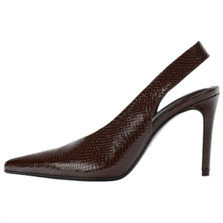 ZARA Pu Slim Heel High Heels 10cm Women's Dark Red Color