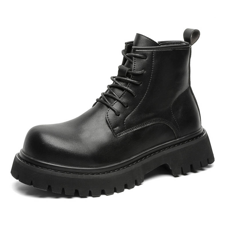 V ZERO FIVE V ZERO FIVE Microfiber Leather Short Combat Boots Unisex Black