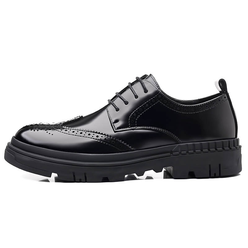 JIETEGONGYANG Cow Split Leather Casual Shoes Men's Black