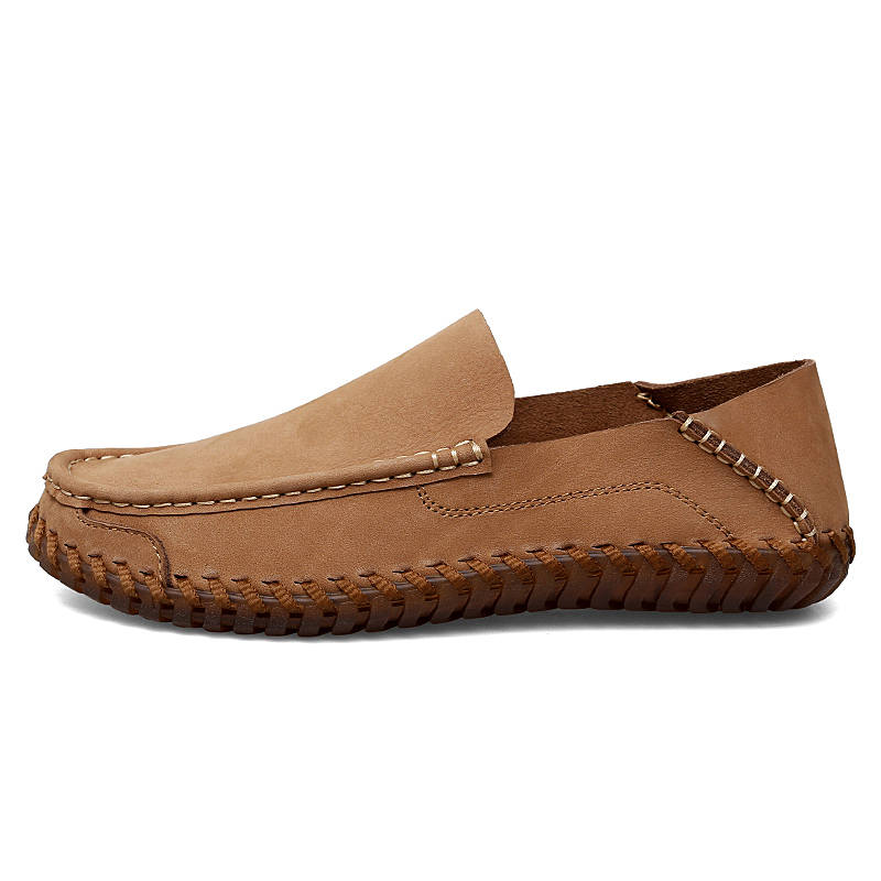 WENNAI Casual Leather Shoes Men's Low Top Brown