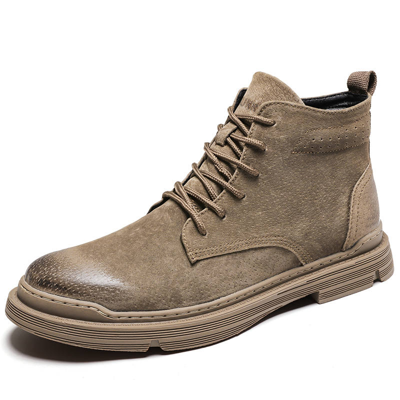 DUNNU Top Grain Cow Leather Short Combat Boots Men's