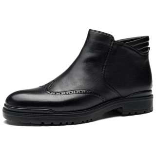 SAINT ANGELO Top Grain Cow Leather Ankle Boots 3.5cm Men's Black