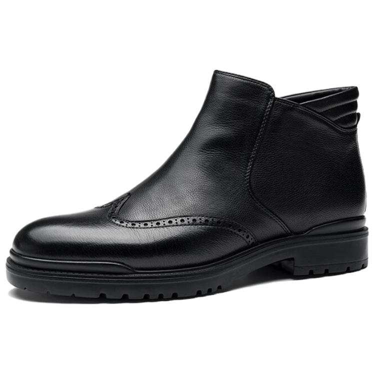 SAINT ANGELO Top Grain Cow Leather Ankle Boots 3.5cm Men's Black