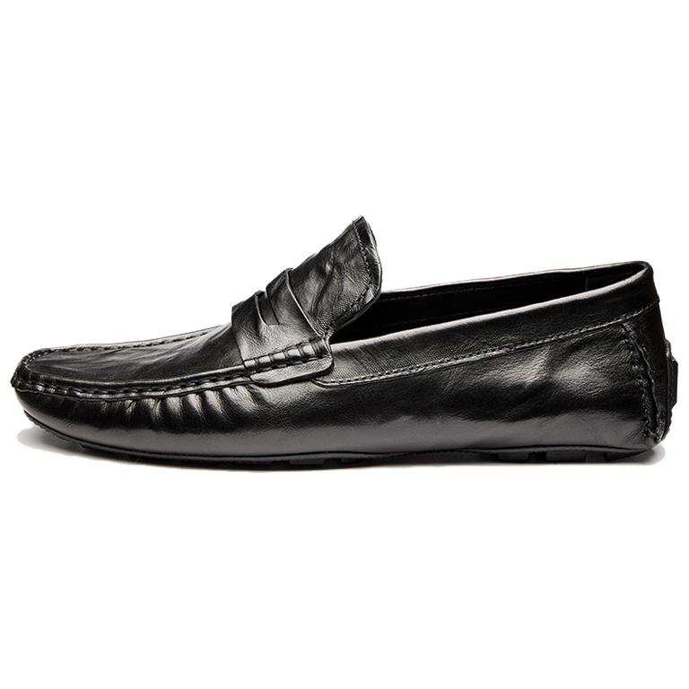 Brounvanm Top Grain Cow Leather Casual Shoes Men's Black
