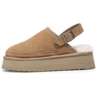 TASMAN AUS Fuzzy Leather Patchwork Closed Toe Slippers Women's