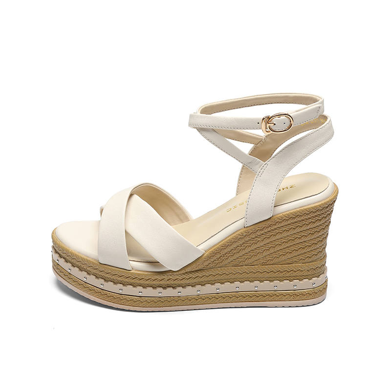 ZHR Top Grain Cow Leather One Strap Sandals 9.5cm Women's
