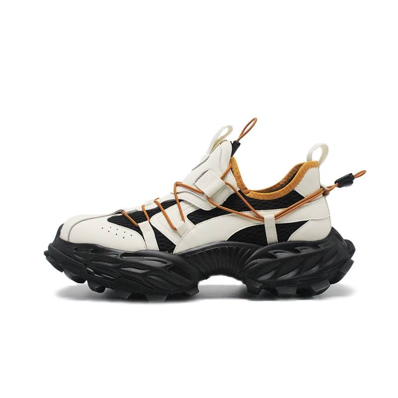 CHAOSHU Cow Split Leather Low top Chunky Sneakers Men's