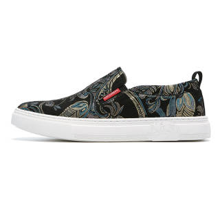 KAIMALONG Fabric Casual Shoes Men's Black Floral