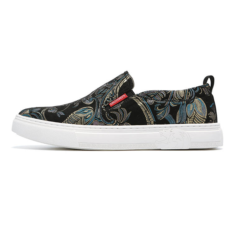 KAIMALONG Fabric Casual Shoes Men's Black Floral