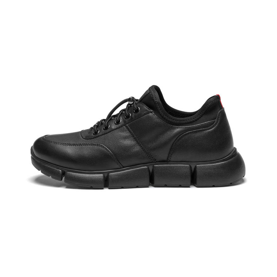 J.BENATO Cow Leather Lightweight Low top Casual Shoes Men's Black