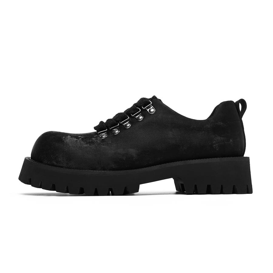 JUMP&FISH Cow Split Leather Casual Shoes Men's Black