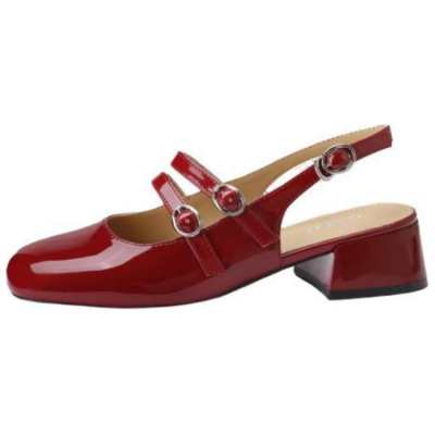STUDIO LEE Pu Chunky Heel Mary Jane Shoes 4cm Women's