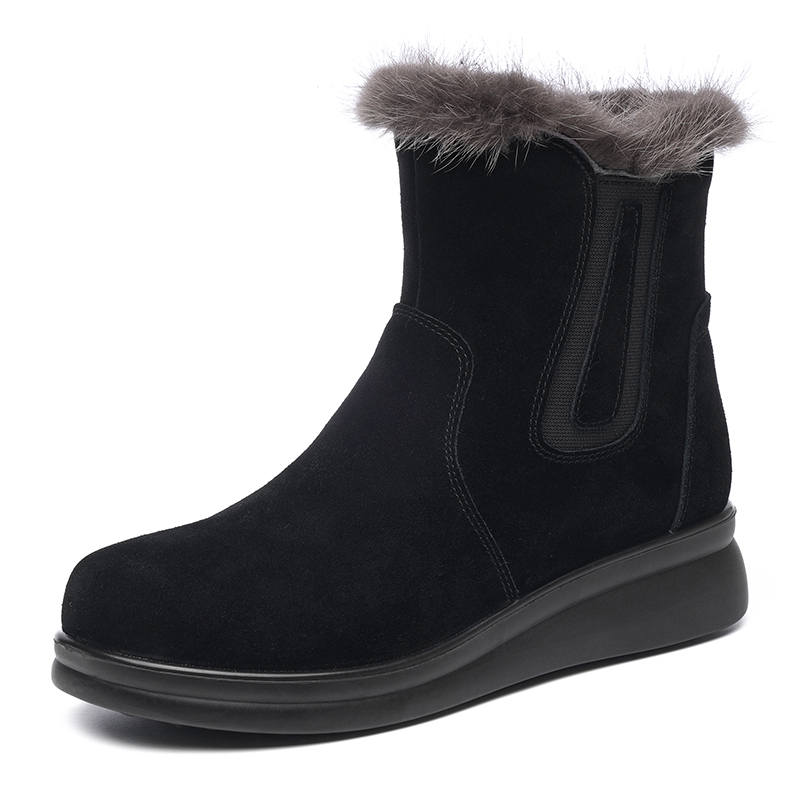 XINNUO XINNUO Cow Split Leather Short Snow Boots Women's