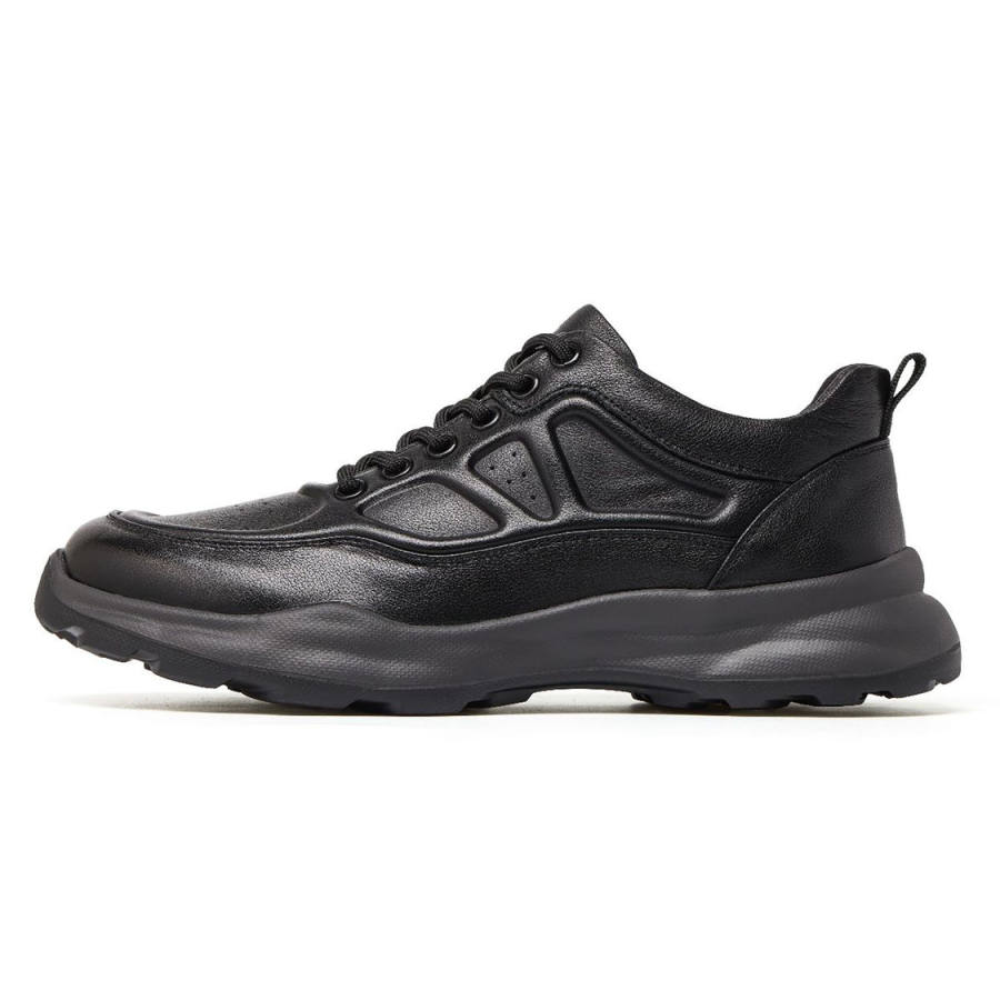 HUITE Top Grain Cow Leather Low top Casual Shoes Men's Black