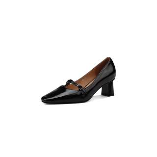 MEWGL Leather Chunky Heel Mary Jane Shoes Women's