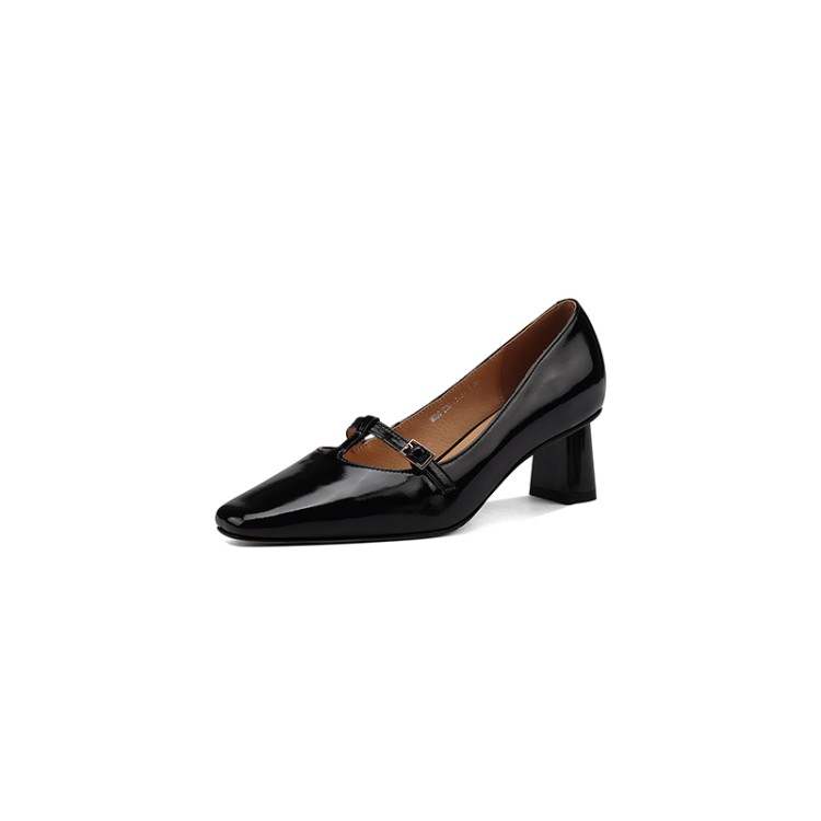 MEWGL Leather Chunky Heel Mary Jane Shoes Women's