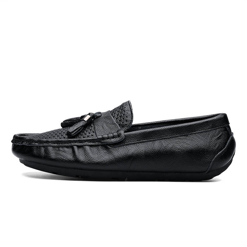 YINGLUNQISHI Cow Split Leather Casual Shoes Men's Black