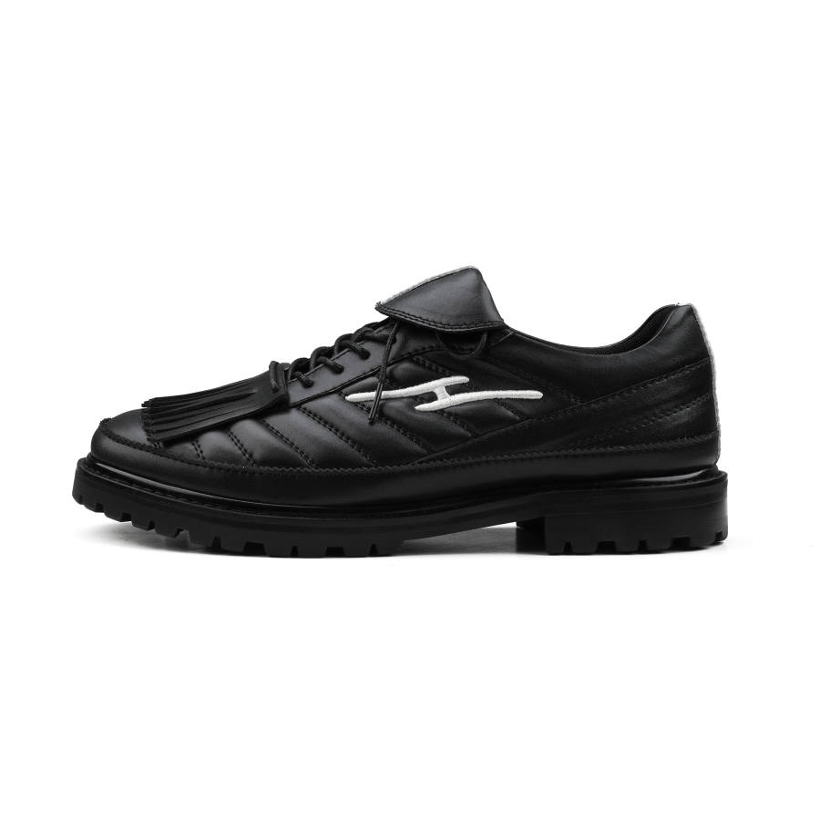 HANQIAORIJI Abyss Collection Cow Split Leather Abrasion Resistant Low top Casual Shoes Men's Black