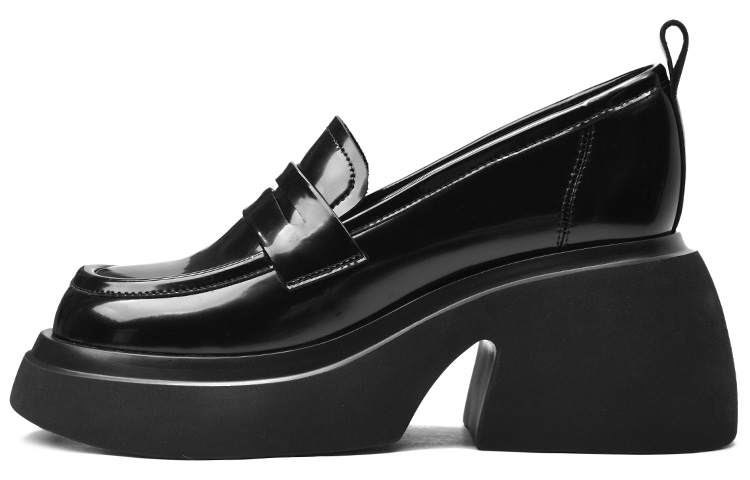 CAMEIDO Microfiber Leather Loafers 7cn Women's Black