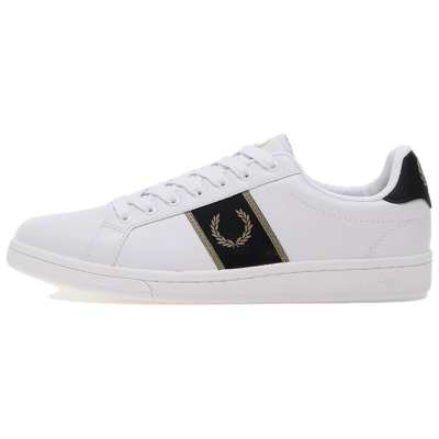 FRED PERRY B721 Leather Low top Skateboard Shoes Men's White Black