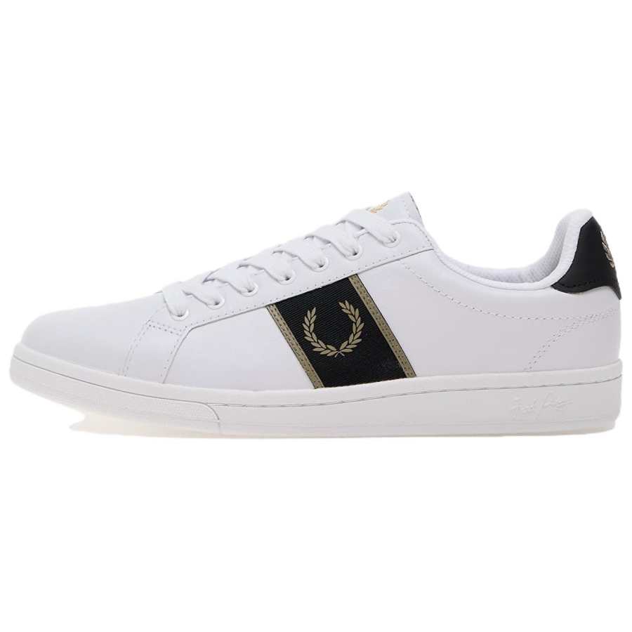 FRED PERRY B721 Leather Low top Skateboard Shoes Men's White Black