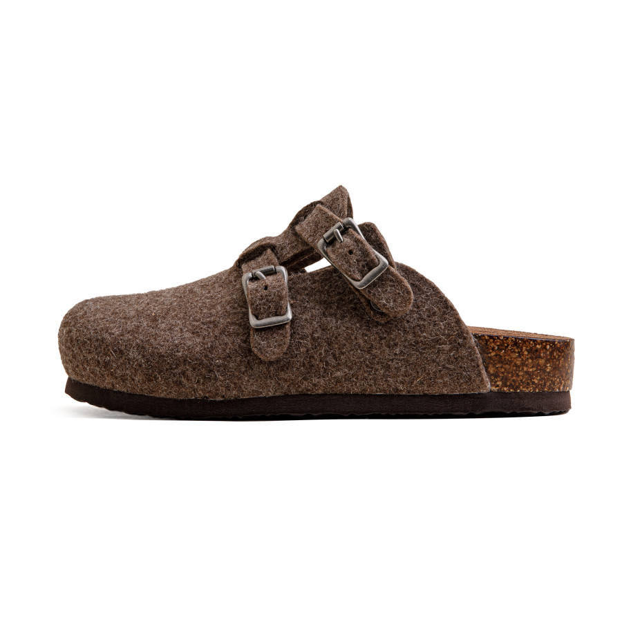 MADEN Mules EVA Fuzzy Anti Wear, Anti Odor And Silent Closed Toe Slippers Men's Mocha Fall Winter