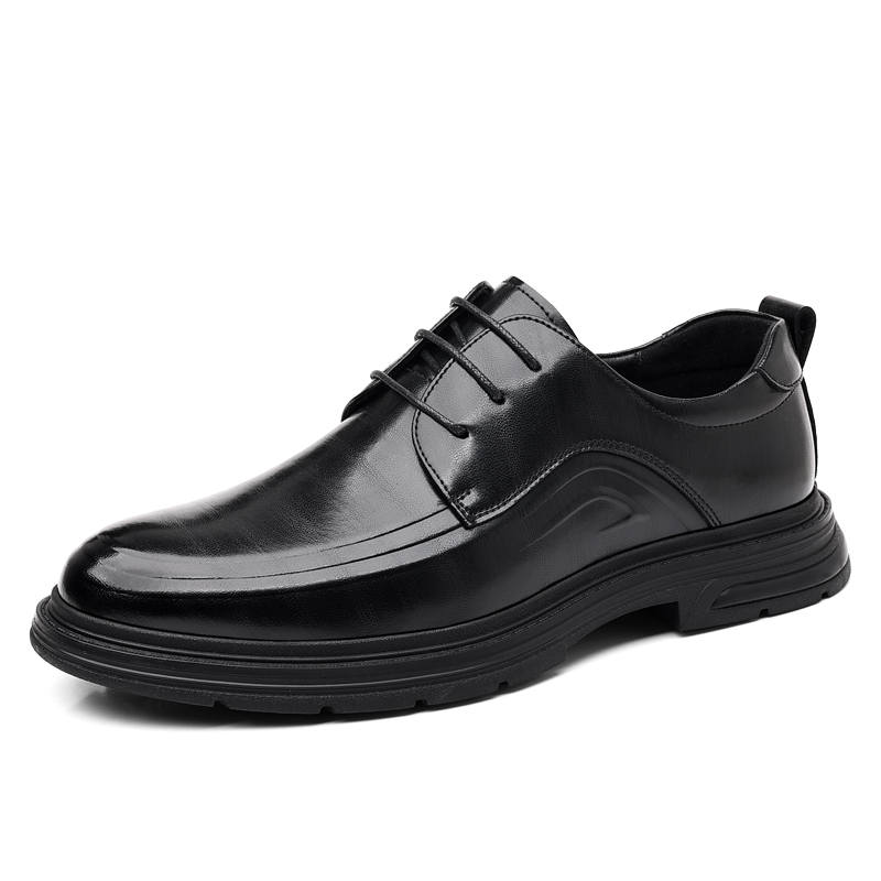 YINGLUNQISHI Top Grain Cow Leather Casual Shoes Men's Black